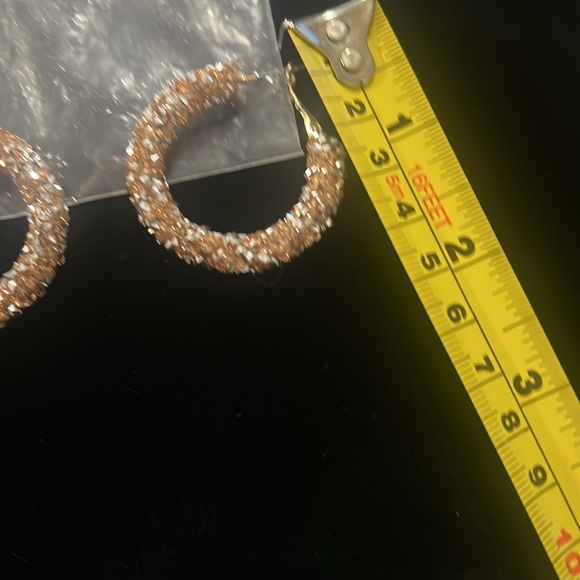 Gold tone sparkly hoop earrings - Picture 3 of 6